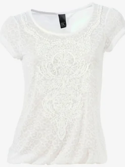 T-shirt à manches courtes qualité dévoré, imprimé effet ton sur ton