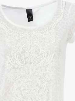 T-shirt à manches courtes qualité dévoré, imprimé effet ton sur ton