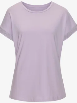 T-shirt à manches courtes strass scintillants à l'ourlet des manches pour un look élégant