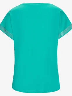 T-shirt à manches courtes strass scintillants à l'ourlet des manches pour un look élégant
