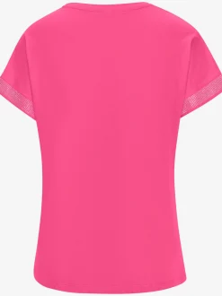 T-shirt à manches courtes strass scintillants à l'ourlet des manches pour un look élégant