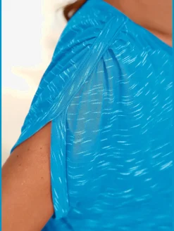 T-shirt à manches courtes superbes fronces aux épaules