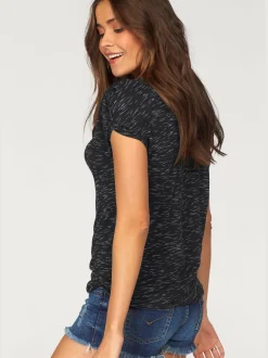 T-shirt à manches courtes superbes fronces aux épaules