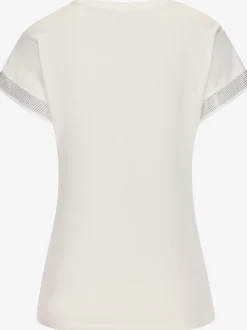 T-shirt à manches courtes strass scintillants à l'ourlet des manches pour un look élégant
