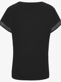 T-shirt à manches courtes strass scintillants à l'ourlet des manches pour un look élégant
