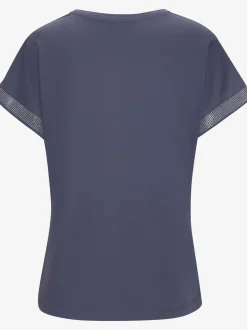 T-shirt à manches courtes strass scintillants à l'ourlet des manches pour un look élégant