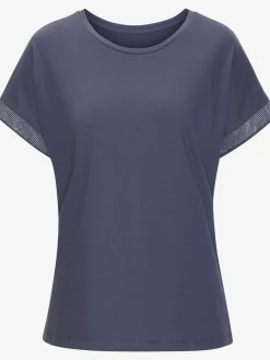 T-shirt à manches courtes strass scintillants à l'ourlet des manches pour un look élégant