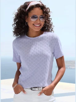 T-shirt à manches courtes tricot fin ajouré
