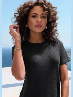 T-shirt à manches courtes tricot fin ajouré