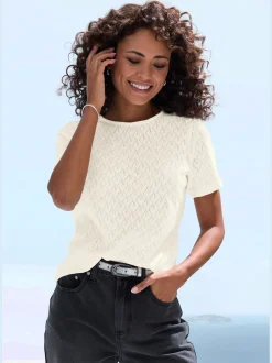 T-shirt à manches courtes tricot fin ajouré