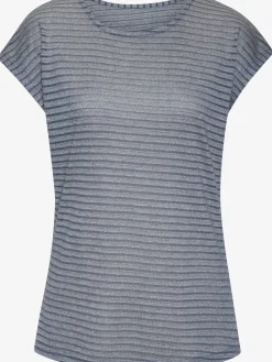 T-shirt à manches courtes tricot jacquard léger à rayures