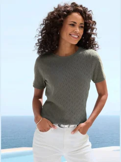 T-shirt à manches courtes tricot fin ajouré