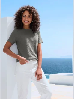 T-shirt à manches courtes tricot fin ajouré
