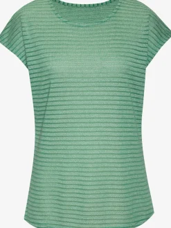 T-shirt à manches courtes tricot jacquard léger à rayures