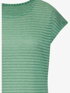 T-shirt à manches courtes tricot jacquard léger à rayures