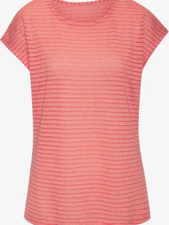 T-shirt à manches courtes tricot jacquard léger à rayures