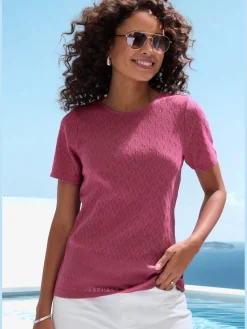 T-shirt à manches courtes tricot fin ajouré