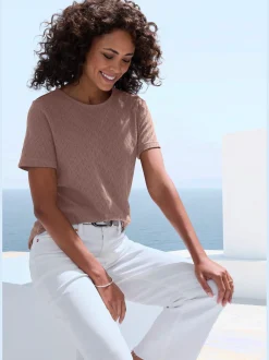 T-shirt à manches courtes tricot fin ajouré