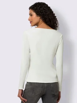 T-shirt à manches longues détails en dentelle tendance