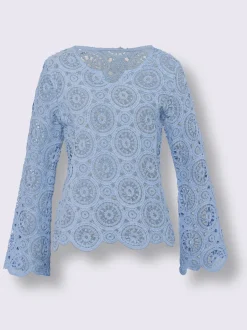 T-shirt à manches longues dentelle macramé décorative