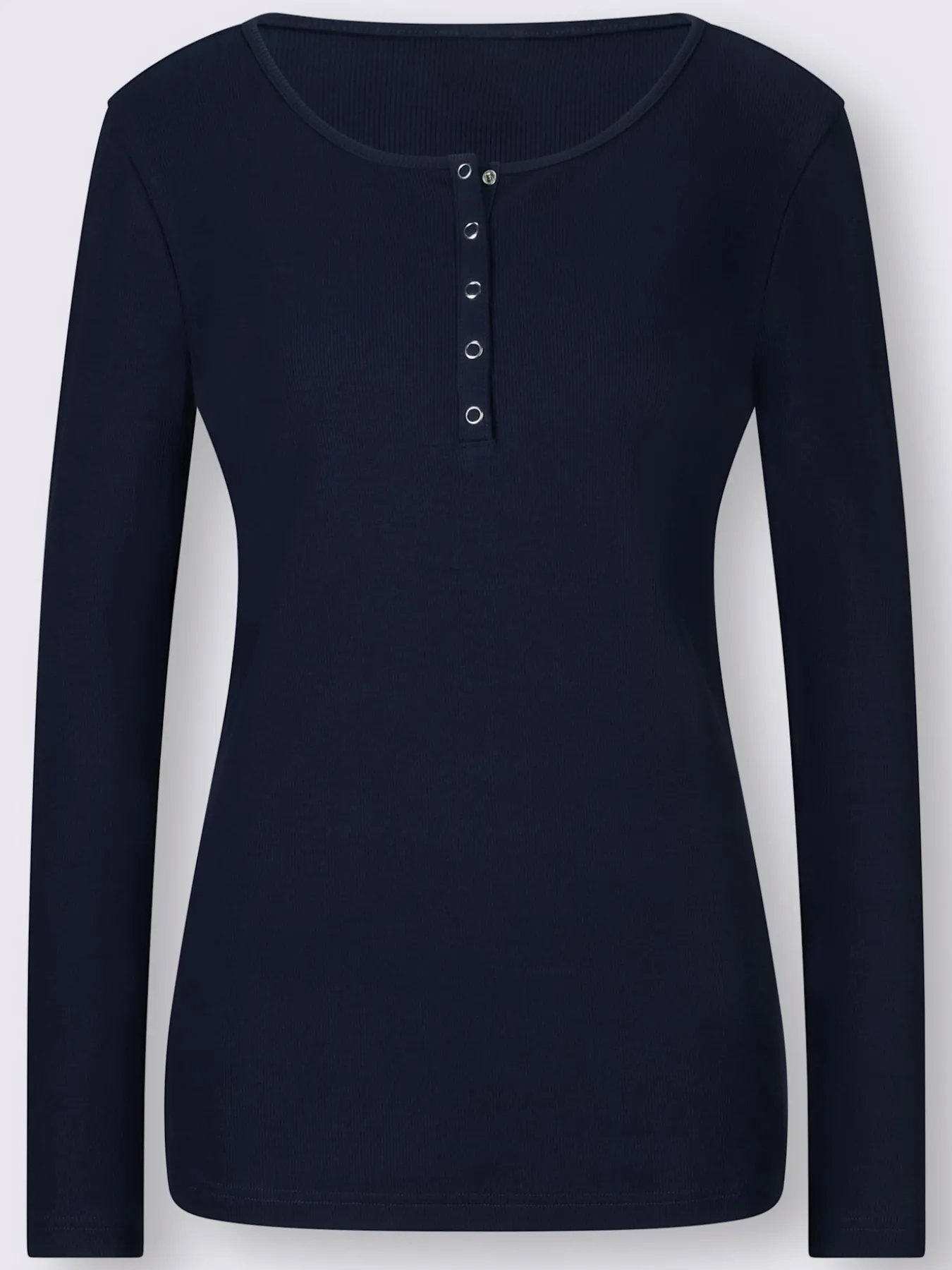 T-shirt à manches longues encolure avec patte de boutonnage