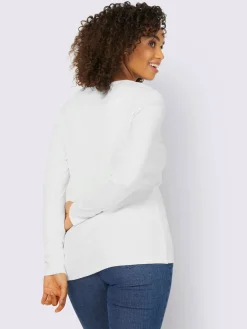T-shirt à manches longues encolure avec patte de boutonnage