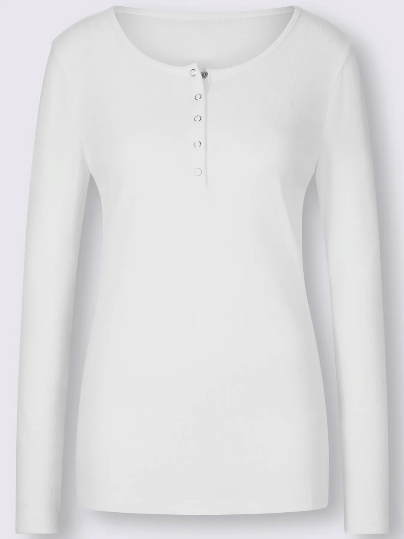 T-shirt à manches longues encolure avec patte de boutonnage