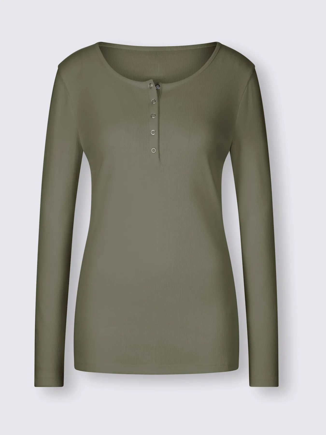 T-shirt à manches longues encolure avec patte de boutonnage