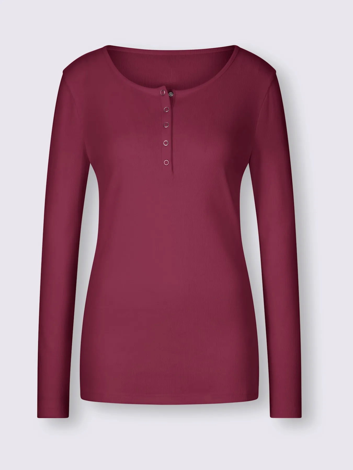 T-shirt à manches longues encolure avec patte de boutonnage