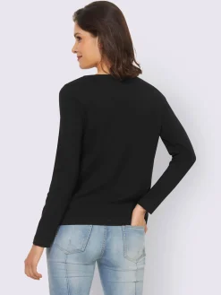 T-shirt à manches longues imprimé feuille brillant