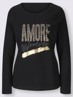 T-shirt à manches longues imprimé feuille brillant