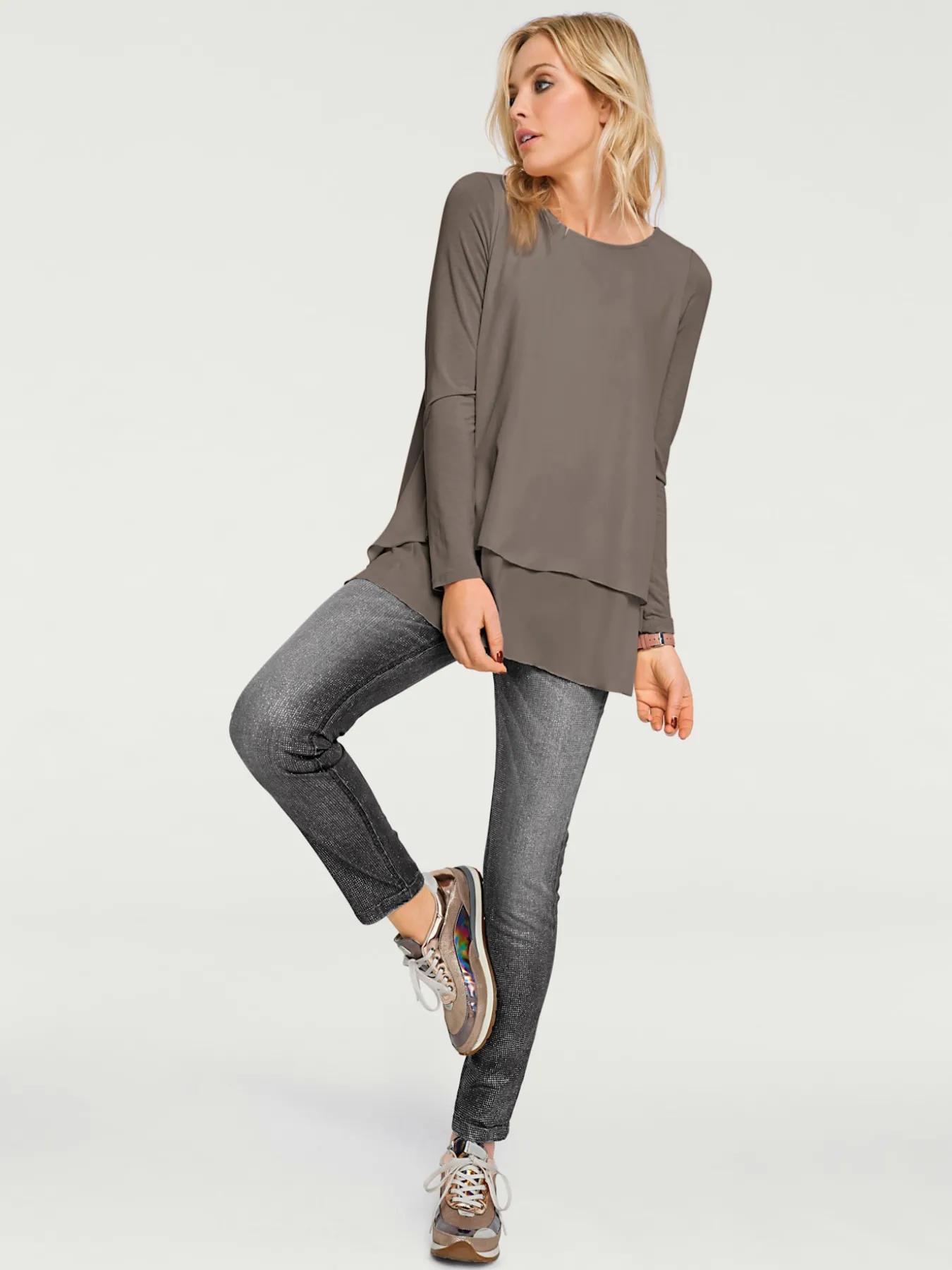 T-shirt à manches longues joli look superposé