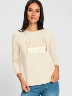 T-shirt à manches longues joli imprimé feuille devant