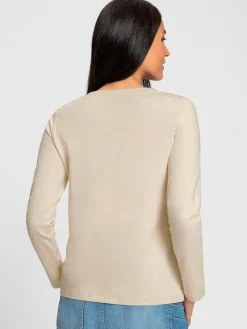 T-shirt à manches longues joli imprimé feuille devant