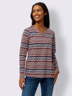 T-shirt à manches longues mélange de motifs