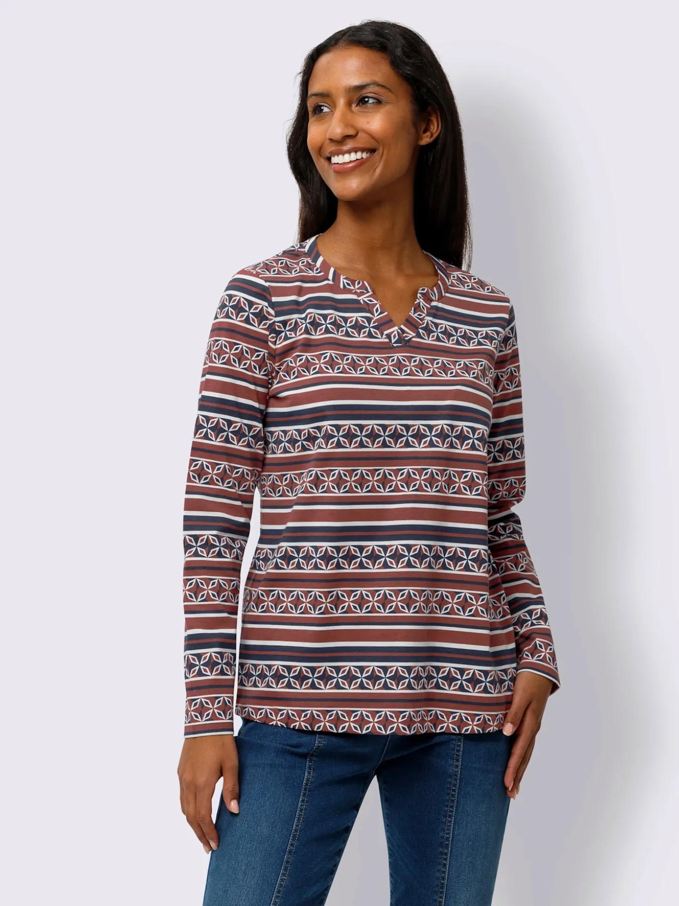 T-shirt à manches longues mélange de motifs
