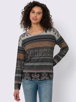 T-shirt à manches longues motif imprimé romantique