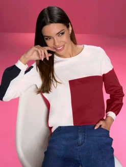 T-shirt à manches longues motif color block tendance