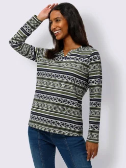 T-shirt à manches longues mélange de motifs