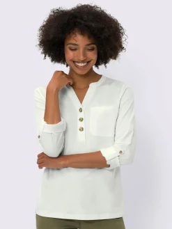 T-shirt à manches longues patte boutonnée fantaisie