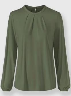 T-shirt à manches longues plis affinants à l'encolure