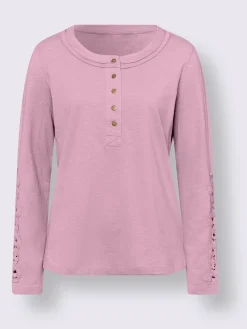 T-shirt à manches longues superbe empiècement en dentelle