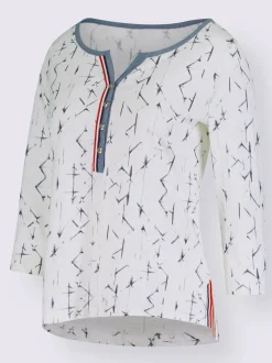T-shirt à motif original boutonnière col et fentes