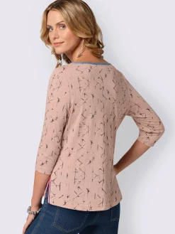 T-shirt à motif original boutonnière col et fentes