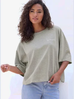 T-shirt ample logo brodé sur la poitrine