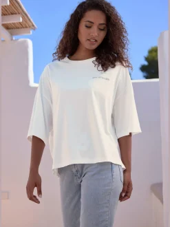 T-shirt ample logo brodé sur la poitrine