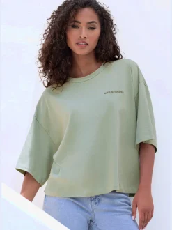 T-shirt ample logo brodé sur la poitrine