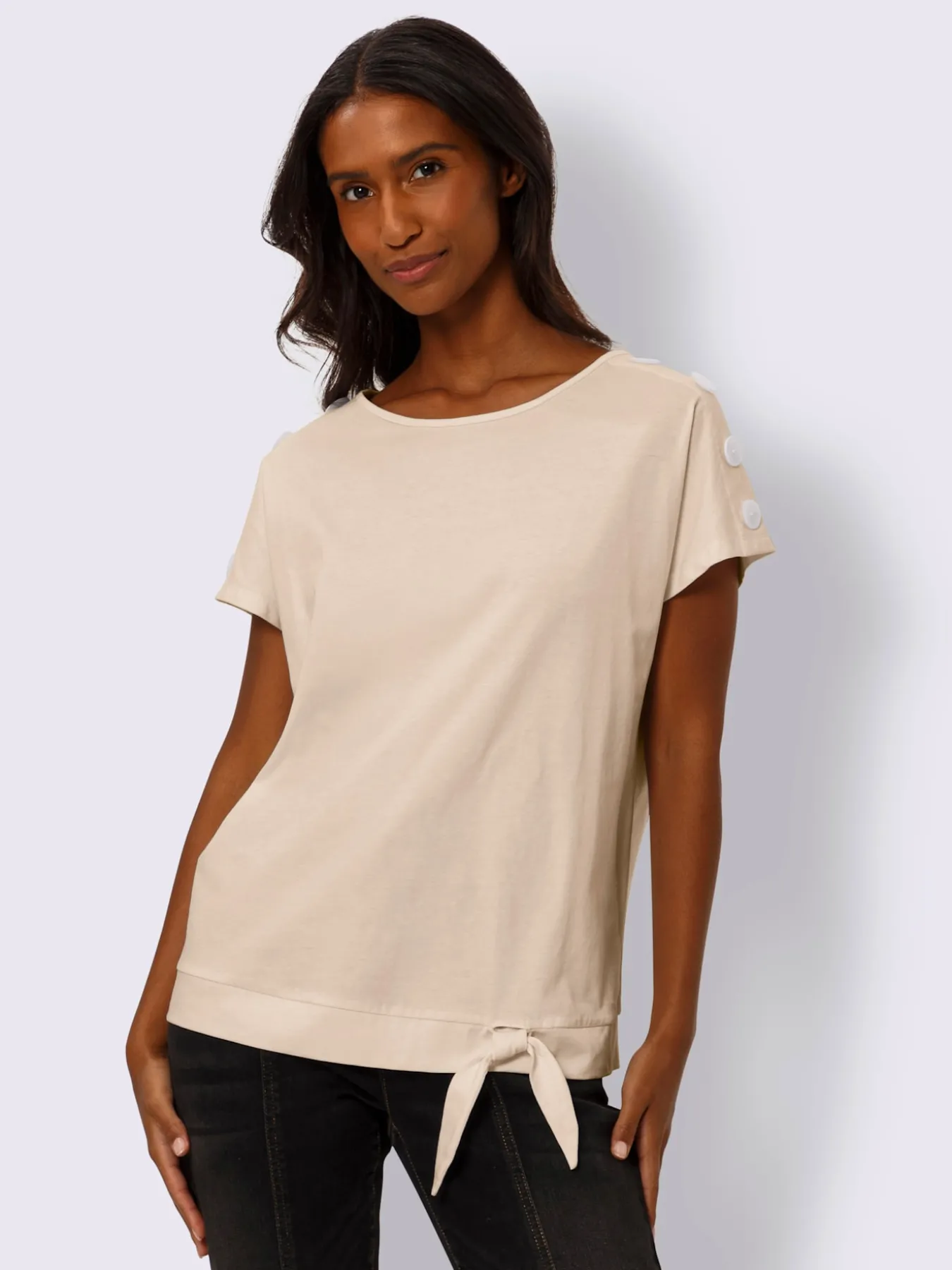 T-shirt boutons fantaisie aux épaules