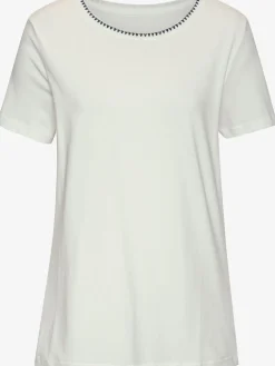 T-shirt broderie contrastée tendance à l'encolure ronde