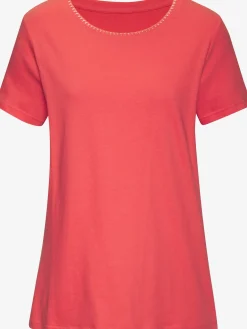 T-shirt broderie contrastée tendance à l'encolure ronde